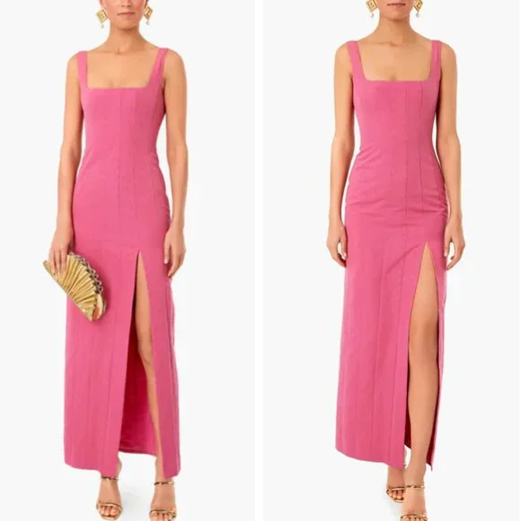NWT STAUD Portrait Maxi Dress Gown Sz6 Lollipop Pink Cocktail Wedding Party - Picture 2 of 9
